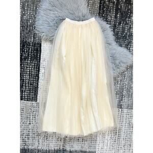 Katherine Germosen Designs Ivory Long‎ Tulle Skirt 24"-44" Waist